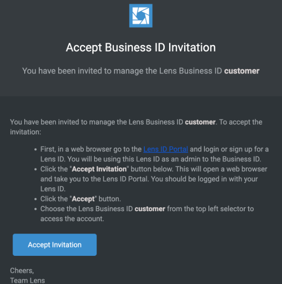 the email invitation