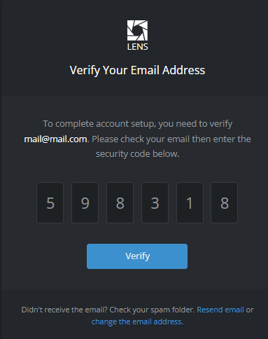 Email verification form