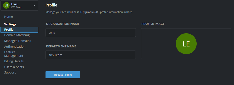 Lens Business ID profile example