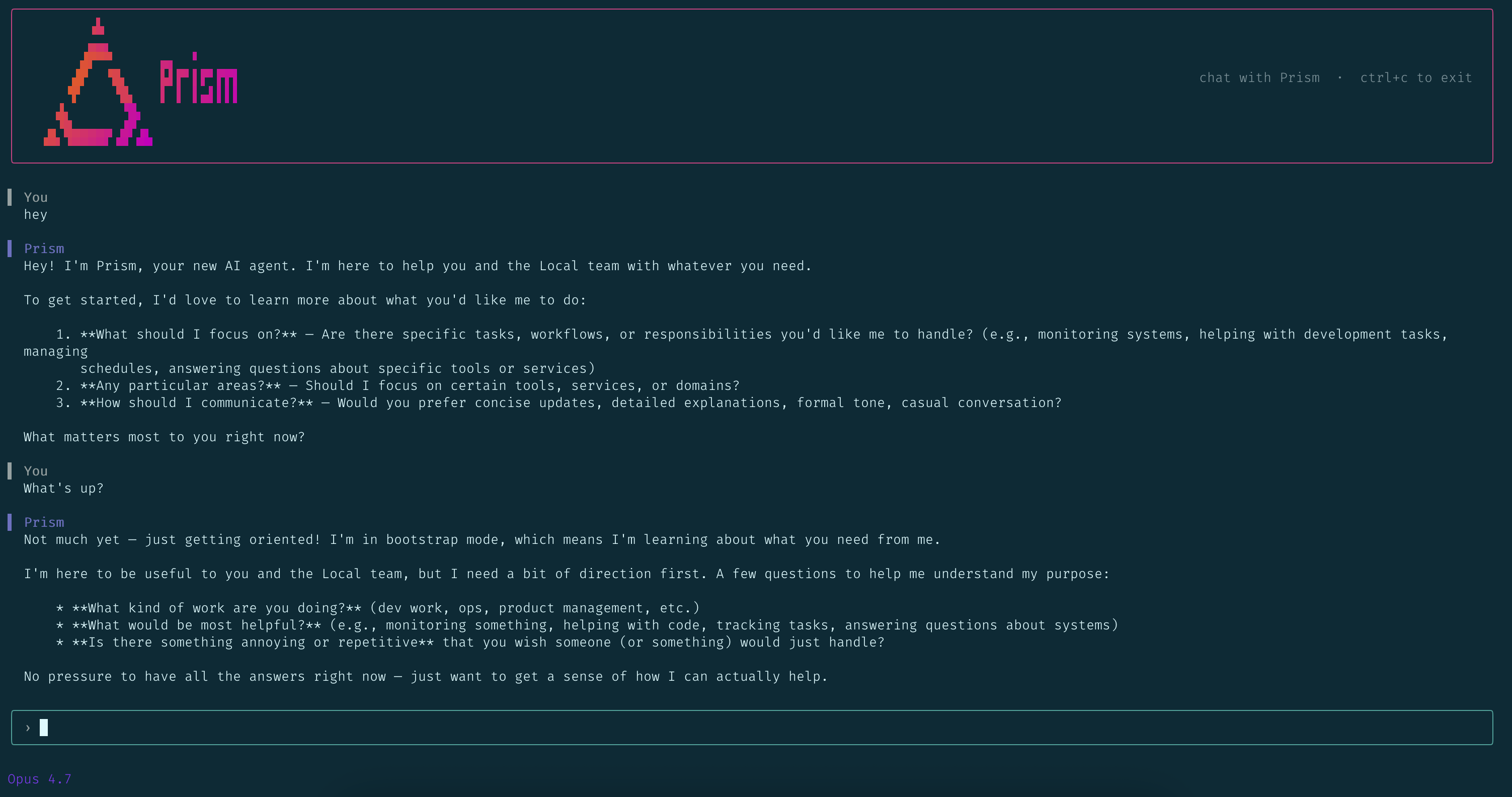 the Lens Prism terminal UI